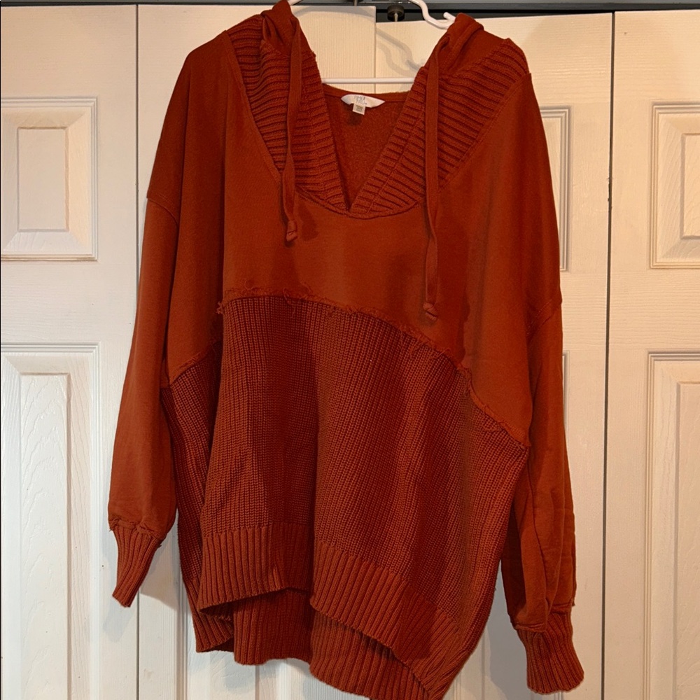 Time and Tru Women's V-Neck Sweater in Warm Rust